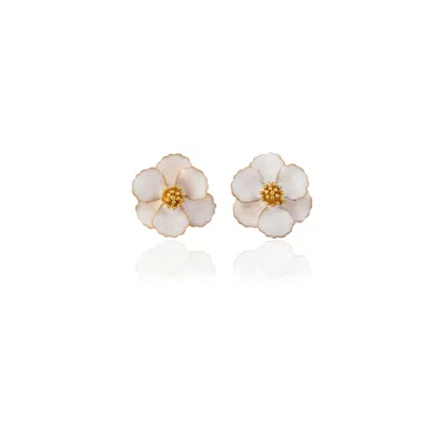 Milou Jewelry Women's White Petite Flower Earrings