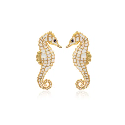 Milou Jewelry Women's White Seahorse Earrings