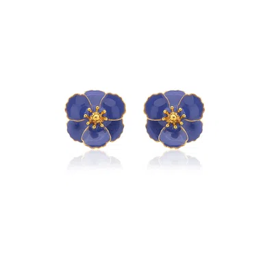 Milou Jewelry Women's Yellow Very Peri Blossom Flower Earrings