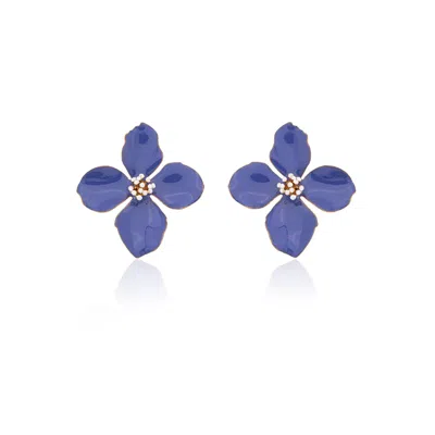 Milou Jewelry Women's Yellow Very Peri Clover Flower Earrings