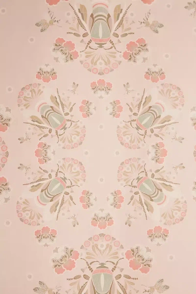 Milton & King Bees Lace Wallpaper In Pink