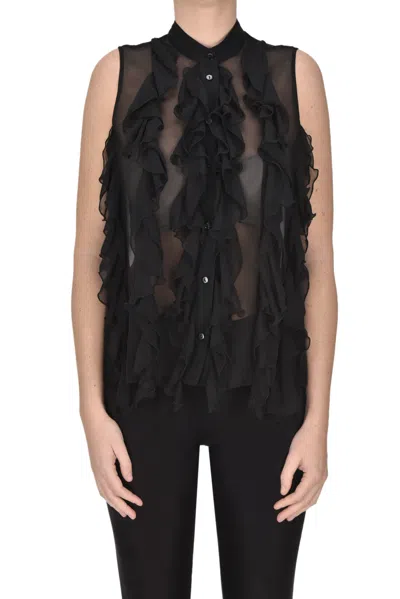 Milva Mi Crepè Shirt In Black