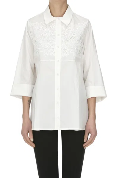 Milva Mi Lace Insert Shirt In White