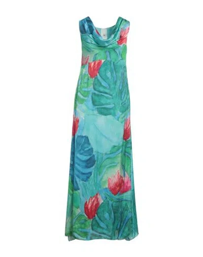 Milva Mi Woman Maxi Dress Turquoise Size 10 Acetate, Elastane In Blue