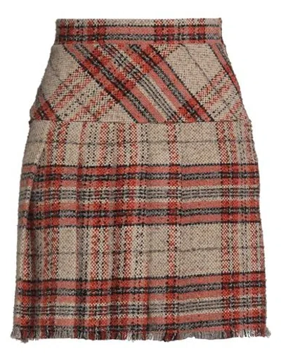 Milva Mi Woman Mini Skirt Beige Size 10 Polyester, Acetate, Wool In Brown