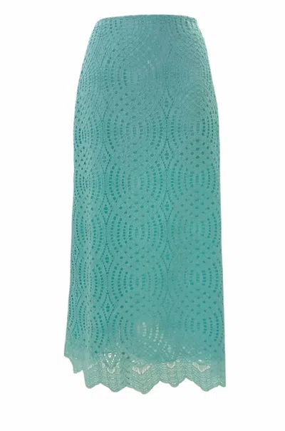 Milva Mi Women's Textured Skirt In Turquoise In Green