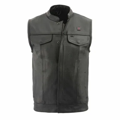 Pre-owned Milwaukee  Leather Milwaukee Leather Men's Club Style Vest With Heated And Cool-tec Technology 3524 In Black