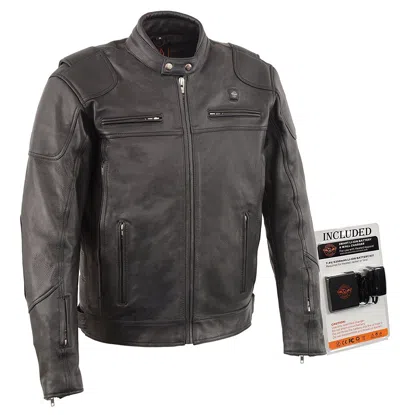Pre-owned Milwaukee  Leather Milwaukee Leather Mens Heated Leather Biker Jacket W/ Rechargeable Battery Pack In Black