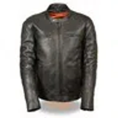 Pre-owned Milwaukee  Leather Mens Motorcycle Black Reflective Vented Leather Jacket W/ Gun Pockets - Sa67