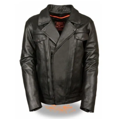 Pre-owned Milwaukee  Leather Mens Motorcycle High End Utility Pocket Vented Cruiser Leather Jacket - Sa57 In Black