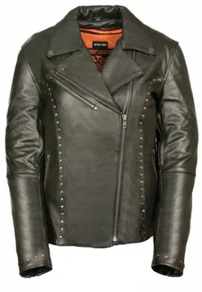 Pre-owned Milwaukee  Leather Milwaukee Leather Women's Classic M/c Jacket W/ Rivet Detailing Ml1948 In Black