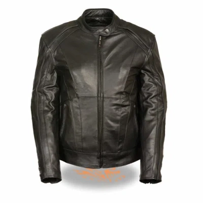 Pre-owned Milwaukee  Leather Milwaukee Leather Women's Embroidered Wing Stud Design Black Leather Jacket-salv