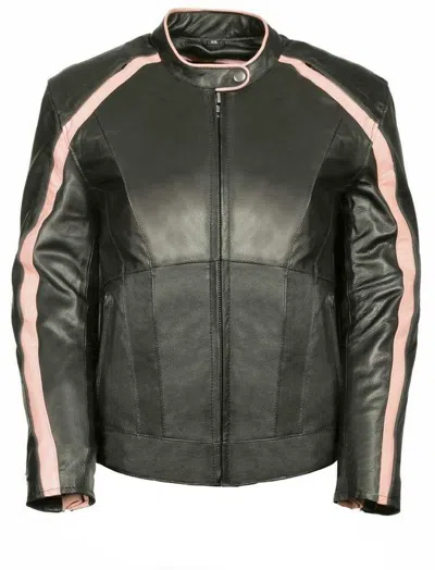 Pre-owned Milwaukee  Leather Milwaukee Leather Women's Jacket W/ Stud & Wings Detailing Ml1952 In Black/pink