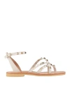 Mim Mar Woman Thong Sandal Off White Size 7 Leather In White