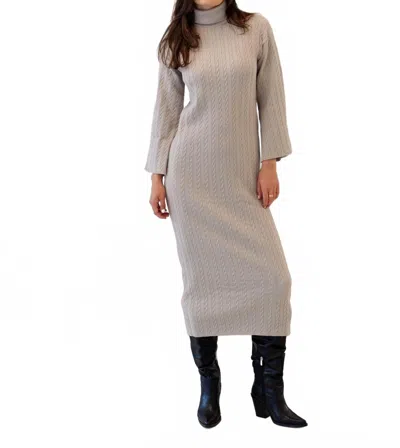 Mima Rosso Cable Knit Bell Sleeve Dress In Stone In White