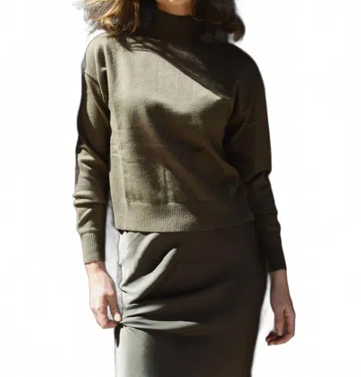 Mima Rosso Knit Mockneck Boxy Top In Olive Branch