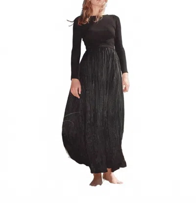 Mima Rosso Knit Top Contrast Fabric Maxi Dress In Black