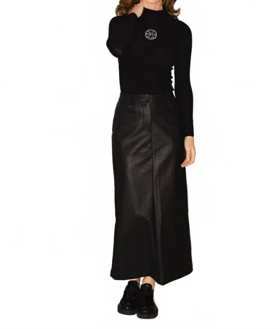 Mima Rosso Leather Maxi Skirt In Black