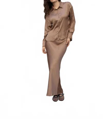 Mima Rosso Maxi Slip Skirt In Desert Sand