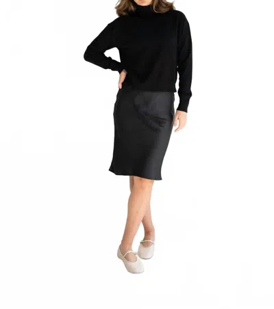 Mima Rosso Petite Length Slip Skirt In Black