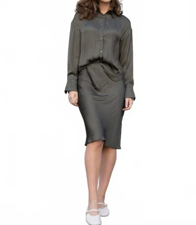 Mima Rosso Petite Length Slip Skirt In Olive Branch In Multi