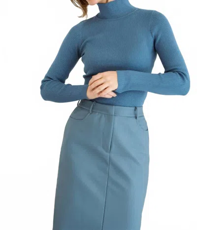 Mima Rosso Ribbed Knit Top In Sky Blue