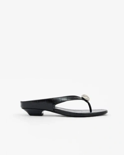 Mi/mai Cristo Croc Jewel Flat Sandals In Black