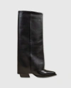 Mi/mai Joan Leather Cuff Boots In Black
