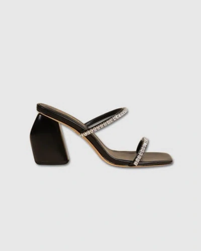 Mi/mai Tilda Crystal High Mule Sandal In Black