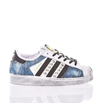 Mimanera Kids' Adidas Superstar Junior Indigo Bleached Custom In Blue