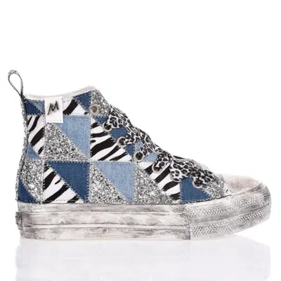 Mimanera Airlines Platform Denim Patch Sneakers In Blue