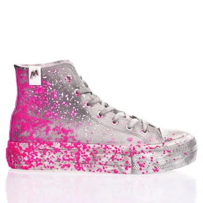 Mimanera Airlines Platform Fucsia Flock Sneakers In Pink