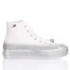Mimanera Airlines Platform Silver Glittery Sneakers In White