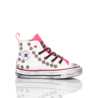 Mimanera Kids' Converse Baby Fuxia Spike Customized  In White