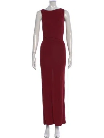 Pre-owned Mimchik Bateau Neckline Long Dress In Red