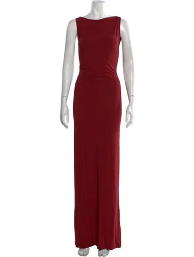 Pre-owned Mimchik Bateau Neckline Long Dress In Red