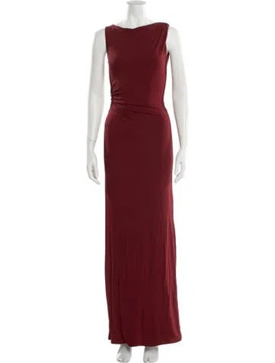 Pre-owned Mimchik Bateau Neckline Long Dress W/ Tags In Red