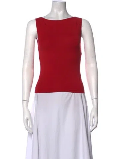 Pre-owned Mimchik Bateau Neckline Sleeveless Top In Red