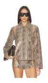 Mimchik Blouson Leather Jacket In Gray