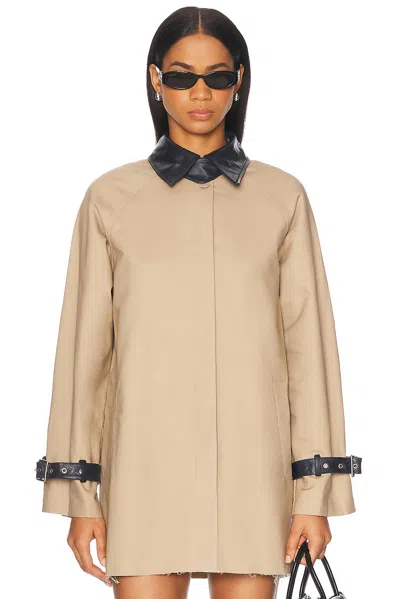 Mimchik Buckle Car Coat In Tan