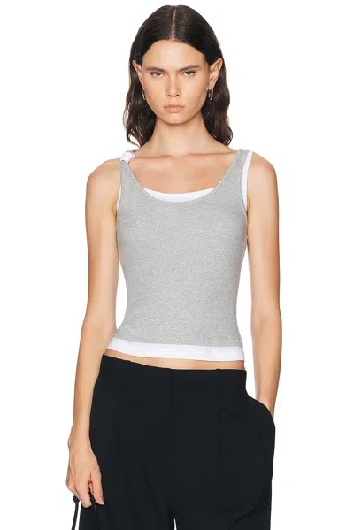 Mimchik Double Layer Knotted Tank Top In Gray