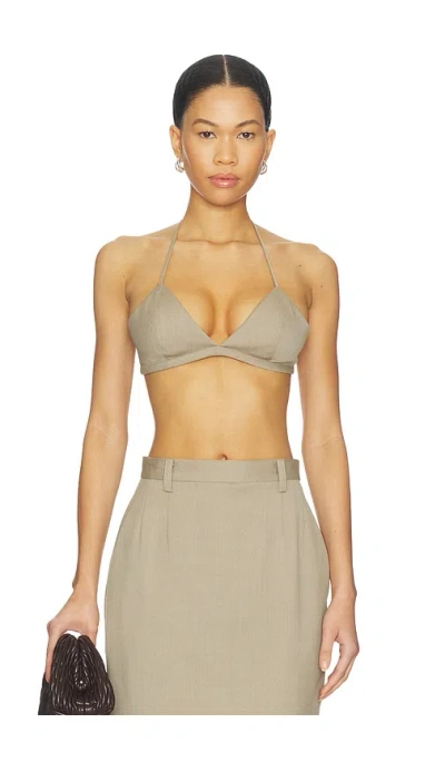 Mimchik Faux Fur Trimmed Rosie Bra In Gray
