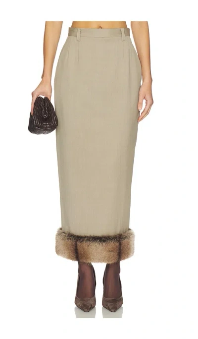 Mimchik Faux Fur Trimmed Rosie Skirt In Neutral