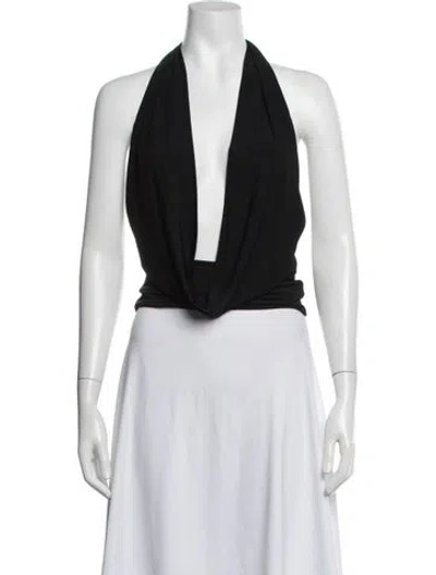 Pre-owned Mimchik Halterneck Sleeveless Top W/ Tags In Black