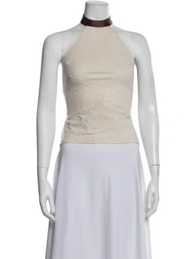 Pre-owned Mimchik Halterneck Sleeveless Top In White