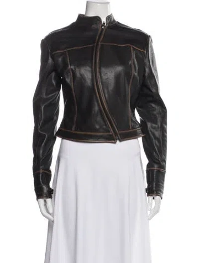 Pre-owned Mimchik Leather Biker Jacket In Gray