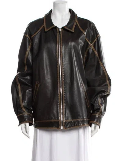 Pre-owned Mimchik Leather Jacket In Brown