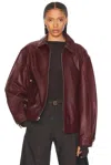 Mimchik Leather Tall Boy Jacket In Burgundy