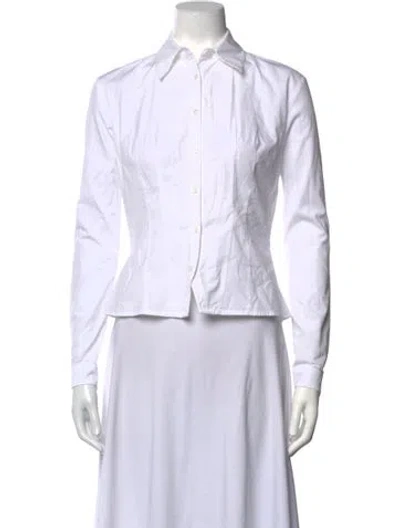 Pre-owned Mimchik Long Sleeve Button-up Top In White