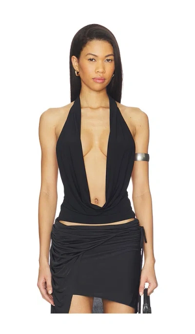 Mimchik Nico Cowl Halter Top In Black